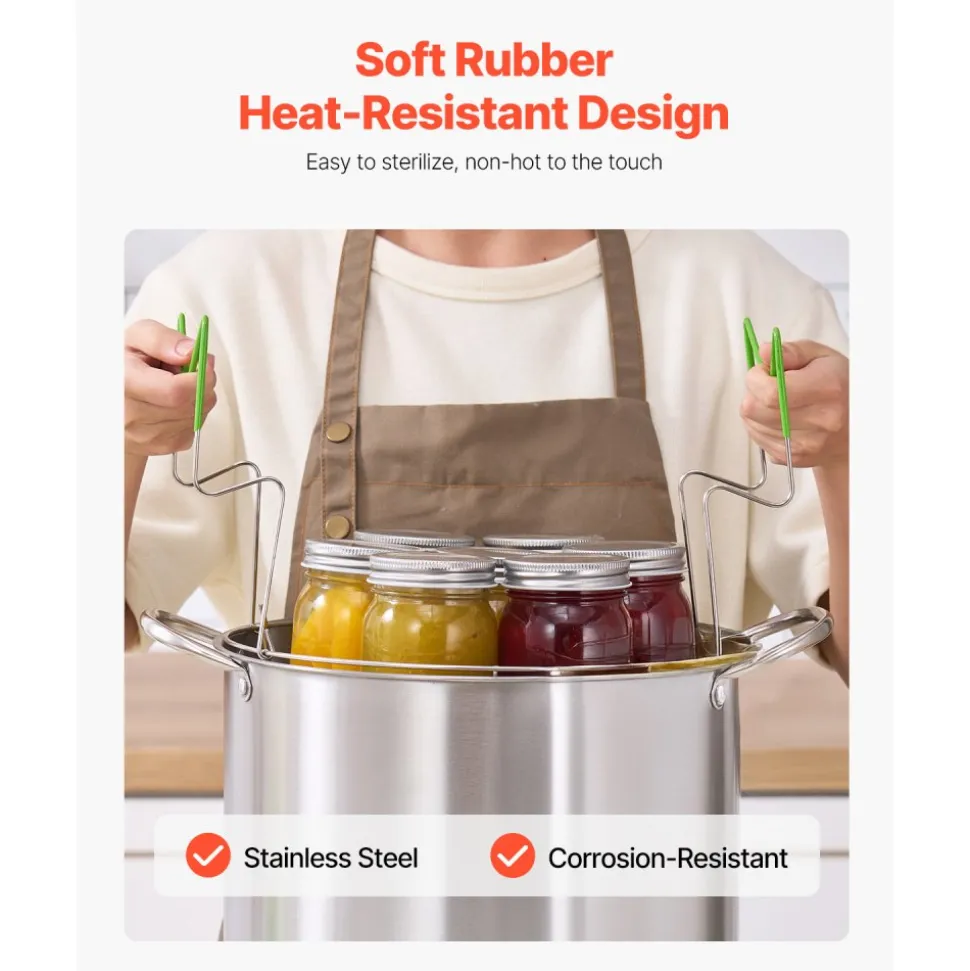 VEVOR Canning Supplies Starter Kit, 9 Pieces Stainless Steel Water Bath Canning Kit for Beginners, Canning Tools Set: Pot, Rack, Lid, Funnel, Tongs, Jar Lifter, Wrench, Magnetic Wand, Bubble Propper