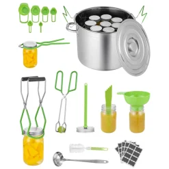 VEVOR Canning Supplies Starter Kit, 11 Pieces Stainless Steel Water Bath Canning Kit for Beginners, Canning Tools Set: Pot, Rack, Lid, Ladle, Funnel, Tongs, Jar Lifter, Wrench, Measuring Cup