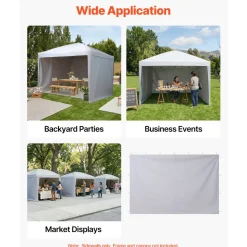VEVOR Canopy Sidewalls, Fit for 10 x 10 ft Pop Up Canopy Tent, Tent Side Walls with Waterproof and Sunlight Protection Layer for Outdoor Event Tents, Vendor Booths, Camping (3 Sidewalls Only, White)