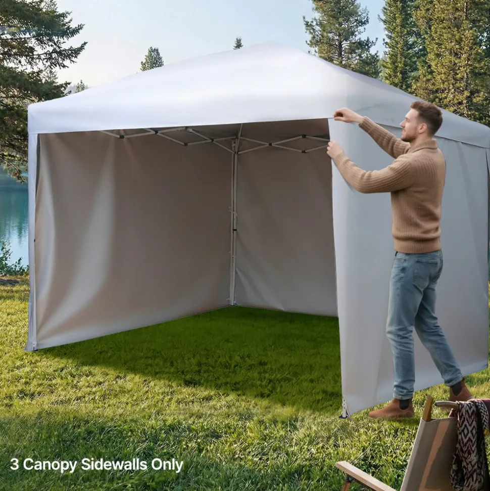 VEVOR Canopy Sidewalls, Fit for 10 x 10 ft Pop Up Canopy Tent, Tent Side Walls with Waterproof and Sunlight Protection Layer for Outdoor Event Tents, Vendor Booths, Camping (3 Sidewalls Only, White)