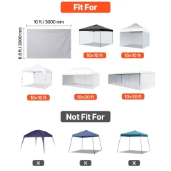 VEVOR Canopy Sidewalls, Fit for 10 x 10 ft Pop Up Canopy Tent, Tent Side Walls with Waterproof and Sunlight Protection Layer for Outdoor Event Tents, Vendor Booths, Camping (3 Sidewalls Only, White)