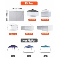 VEVOR Canopy Sidewalls, Fit for 10 x 10 ft Pop Up Canopy Tent, Tent Side Walls with Waterproof and Sunlight Protection Layer for Outdoor Event Tents, Vendor Booths, Camping (4 Sidewalls Only, White)