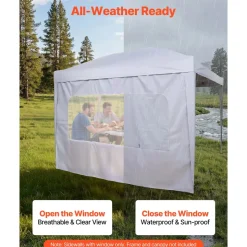 VEVOR Canopy Sidewalls, Fit for 10 x 10 ft Pop Up Canopy Tent, Tent Side Walls with Waterproof and Sunlight Protection Layer for Outdoor Event Tents, Vendor Booths, Camping (4 Sidewalls Only, White)