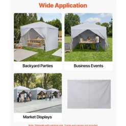 VEVOR Canopy Sidewalls, Fit for 10 x 10 ft Pop Up Canopy Tent, Tent Side Walls with Waterproof and Sunlight Protection Layer for Outdoor Event Tents, Vendor Booths, Camping (4 Sidewalls Only, White)