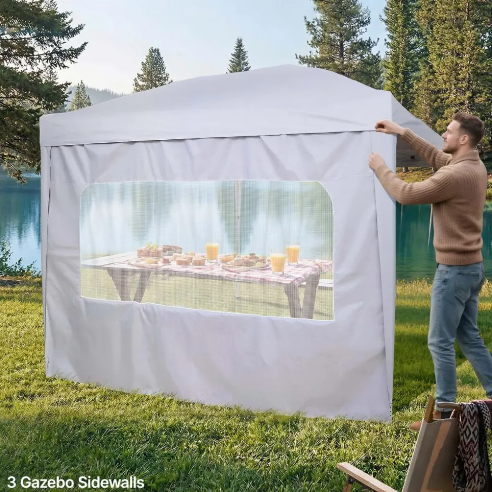 VEVOR Canopy Sidewalls, Fit for 10 x 10 ft Pop Up Canopy Tent, Tent Side Walls with Waterproof and Sunlight Protection Layer for Outdoor Event Tents, Vendor Booths, Camping (1 Sidewall Only, White)