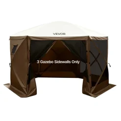 VEVOR Canopy Sidewalls, 5.67 x 4.85 ft, Canopy Tent Walls with Waterproof and Sunlight Protection Layer, One-Sided Window Design, Fit for Outdoor Event Tents, Vendor Booths (3 Sidewalls Only, Brown)