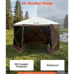 VEVOR Canopy Sidewalls, 5.67 x 4.85 ft, Canopy Tent Walls with Waterproof and Sunlight Protection Layer, One-Sided Window Design, Fit for Outdoor Event Tents, Vendor Booths (3 Sidewalls Only, Brown)