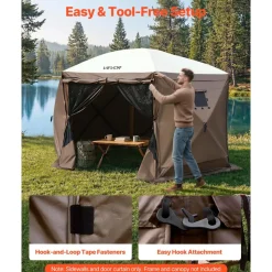 VEVOR Canopy Sidewalls, 5.67 x 4.85 ft, Canopy Tent Walls with Waterproof and Sunlight Protection, 1 Zippered Door & 2 Windows Design for Outdoor Event Tents, Vendor Booths (6 Sidewalls Only, Brown)