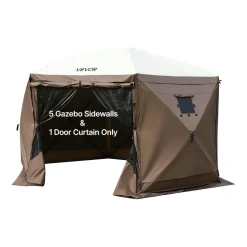 VEVOR Canopy Sidewalls, 5.67 x 4.85 ft, Canopy Tent Walls with Waterproof and Sunlight Protection, 1 Zippered Door & 2 Windows Design for Outdoor Event Tents, Vendor Booths (6 Sidewalls Only, Brown)