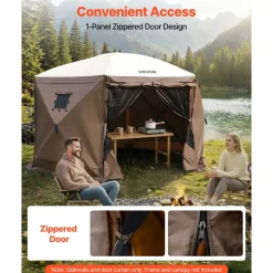 VEVOR Canopy Sidewalls, 5.67 x 4.85 ft, Canopy Tent Walls with Waterproof and Sunlight Protection, 1 Zippered Door & 2 Windows Design for Outdoor Event Tents, Vendor Booths (6 Sidewalls Only, Brown)
