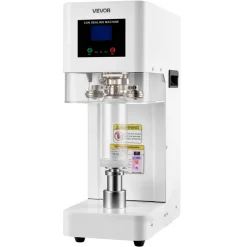 VEVOR Can Sealer Machine, Automatic Commercial Soda Can Sealing Machine for 2.17 in (55 mm) Aluminum and Plastic Cans, Height Adjustable, Steel Housing Beverage Drink Seamer, for Coffee Shop, White