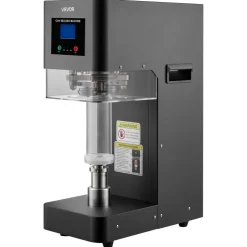 VEVOR Can Sealer Machine, Automatic Commercial Soda Can Sealing Machine for 2.17 in (55 mm) Aluminum and Plastic Cans, Height Adjustable, Steel Housing Beverage Drink Seamer, for Coffee Shop, Black
