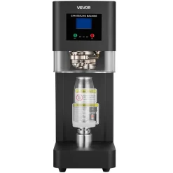 VEVOR Can Sealer Machine, Automatic Commercial Soda Can Sealing Machine for 2.17 in (55 mm) Aluminum and Plastic Cans, Height Adjustable, Steel Housing Beverage Drink Seamer, for Coffee Shop, Black