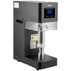 VEVOR Can Sealer Machine, Automatic Commercial Soda Can Sealing Machine for 2.17 in (55 mm) Aluminum and Plastic Cans, Height Adjustable, Steel Housing Beverage Drink Seamer, for Coffee Shop, Black