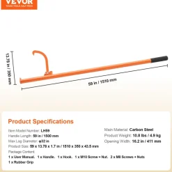 VEVOR Cant Hook Tool, 46.5 in, Heavy Duty Steel Log Roller, Log Lifter Timber Jack 32