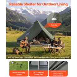 VEVOR Canvas Bell Tent, 4 Seasons 16.4 ft Yurt Tent for Camping with Stove Jack, Canvas Breathable Holds up to 7 People with Zipped Detachable Floor, for Family Camping Glamping Outdoor Hunting Party