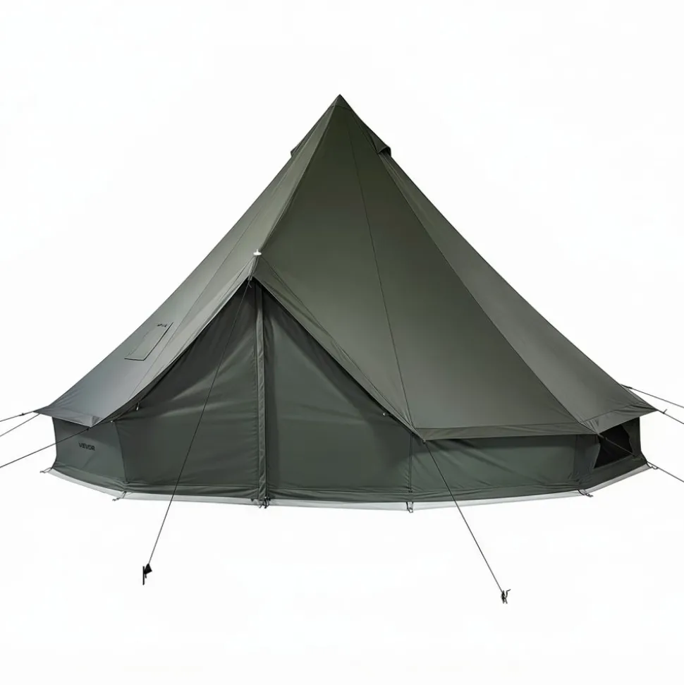 VEVOR Canvas Bell Tent, 4 Seasons 16.4 ft Yurt Tent for Camping with Stove Jack, Canvas Breathable Holds up to 7 People with Zipped Detachable Floor, for Family Camping Glamping Outdoor Hunting Party