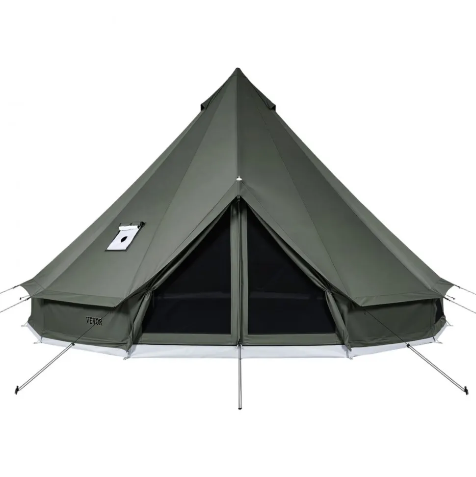 VEVOR Canvas Bell Tent, 4 Seasons 16.4 ft Yurt Tent for Camping with Stove Jack, Canvas Breathable Holds up to 7 People with Zipped Detachable Floor, for Family Camping Glamping Outdoor Hunting Party