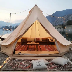 VEVOR Canvas Bell Tent, 4 Seasons 6 m/19.68 ft Yurt Tent, Canvas Tent for Camping with Stove Jack, Breathable Tent Holds up to 10 People, Family Camping Outdoor Hunting Party