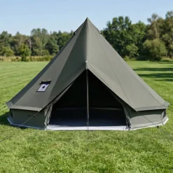 VEVOR Canvas Bell Tent, 4 Seasons 13.12 ft Yurt Tent for Camping with Stove Jack, Canvas Breathable Holds up to 4 People with Zipped Detachable Floor, for Family Camping Glamping Outdoor Hunting Party