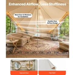 VEVOR Canvas Bell Tent, 4 Seasons 19.7 x 13.12 x 10.17 ft Yurt Tent for Camping with Stove Jack, Poly-Cotton Canvas Breathable Holds up to 12 People, for Family Camping Glamping Outdoor Hunting Party