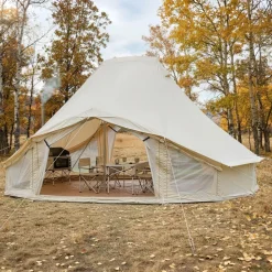 VEVOR Canvas Bell Tent, 4 Seasons 19.7 x 13.12 x 10.17 ft Yurt Tent for Camping with Stove Jack, Poly-Cotton Canvas Breathable Holds up to 12 People, for Family Camping Glamping Outdoor Hunting Party