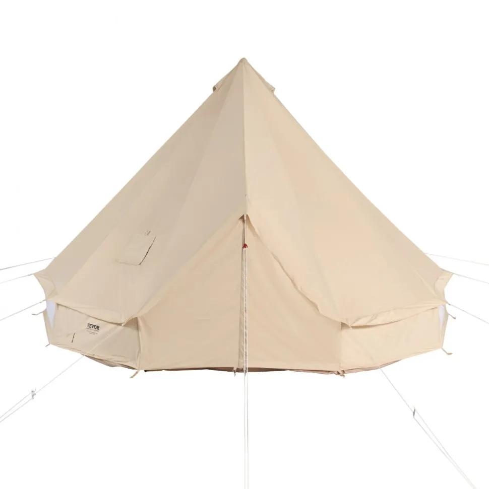 VEVOR Canvas Bell Tent, 4 Seasons 4 m/13.12 ft Yurt Tent, Canvas Tent for Camping with Stove Jack, Breathable Tent Holds up to 6 People, Family Camping Outdoor Hunting Party