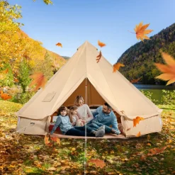 VEVOR Canvas Bell Tent, 4 Seasons 4 m/13.12 ft Yurt Tent, Canvas Tent for Camping with Stove Jack, Breathable Tent Holds up to 6 People, Family Camping Outdoor Hunting Party