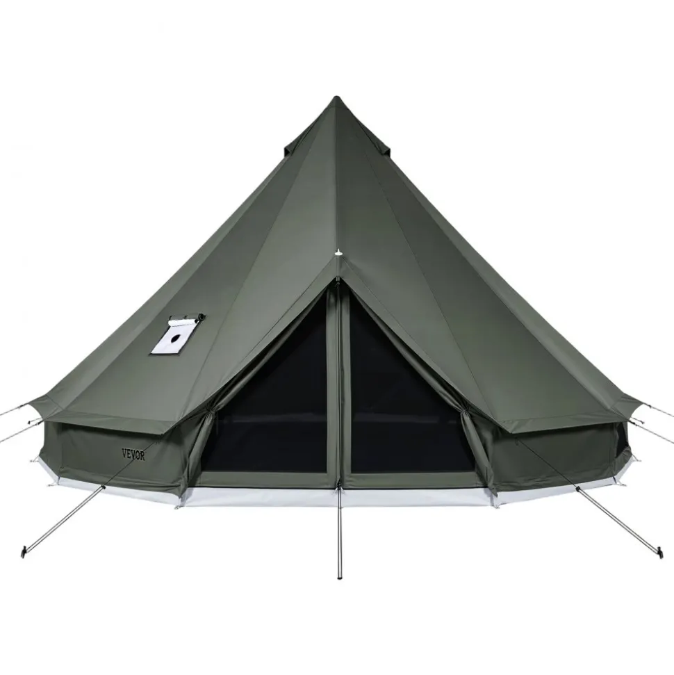 VEVOR Canvas Bell Tent, 4 Seasons 9.84 ft Yurt Tent for Camping with Stove Jack, Canvas Breathable Holds up to 3 People with Zipped Detachable Floor, for Family Camping Glamping Outdoor Hunting Party