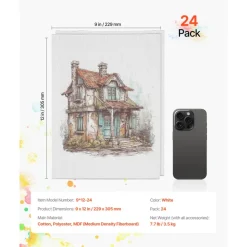 VEVOR Canvas Boards for Painting, 8 x 10 Inch White Canvases for Painting, 40 Pack Painting Canvas Panels for Sketching, Acrylic and Oil Painting, Watercolor, Paint Canvas for Kids and Professionals