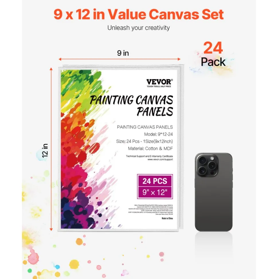 VEVOR Canvas Boards for Painting, 8 x 10 Inch White Canvases for Painting, 40 Pack Painting Canvas Panels for Sketching, Acrylic and Oil Painting, Watercolor, Paint Canvas for Kids and Professionals