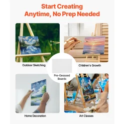 VEVOR Canvas Boards for Painting, 8 x 10 Inch White Canvases for Painting, 40 Pack Painting Canvas Panels for Sketching, Acrylic and Oil Painting, Watercolor, Paint Canvas for Kids and Professionals
