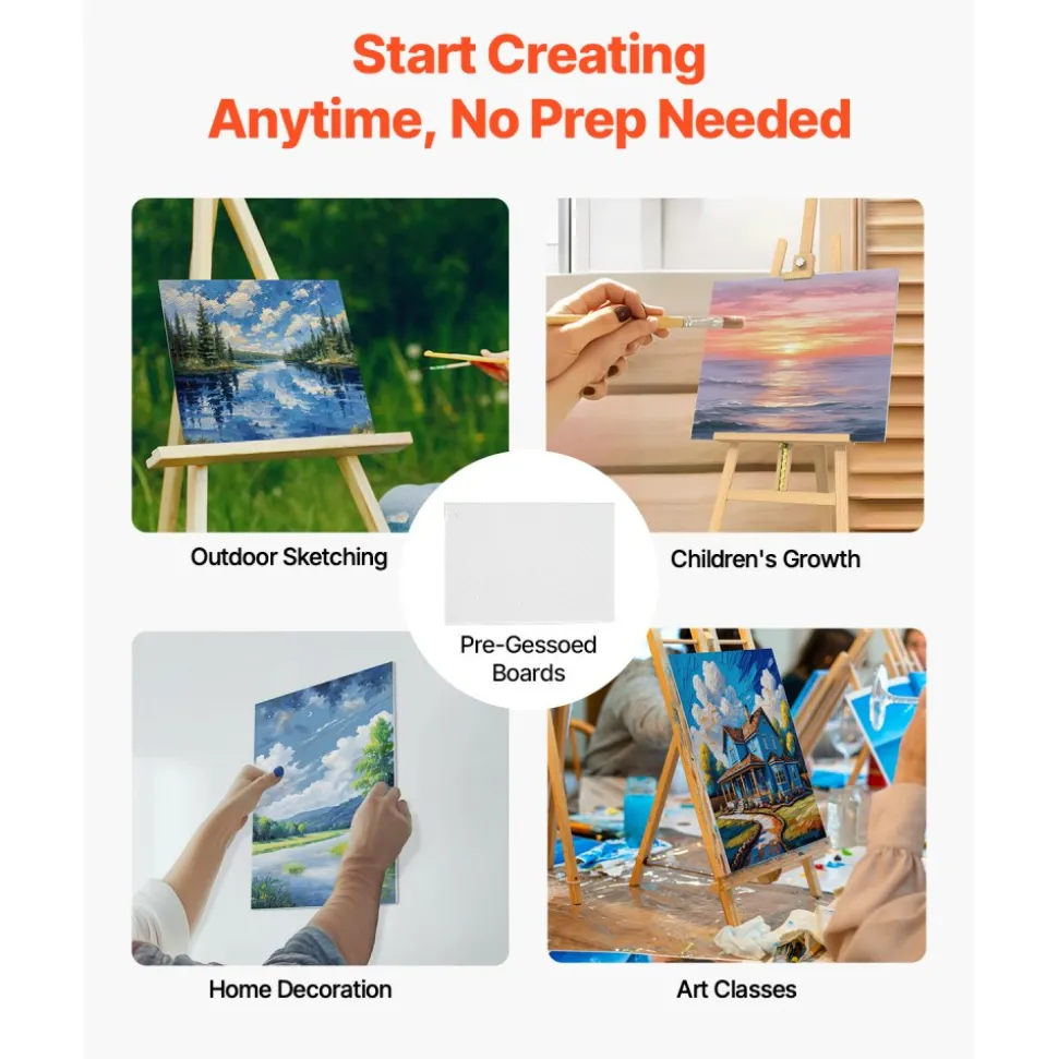 VEVOR Canvas Boards for Painting, 12 x 16 Inch White Canvases for Painting, 24 Pack Painting Canvas Panels for Sketching, Acrylic and Oil Painting, Watercolor, Paint Canvas for Kids and Professionals