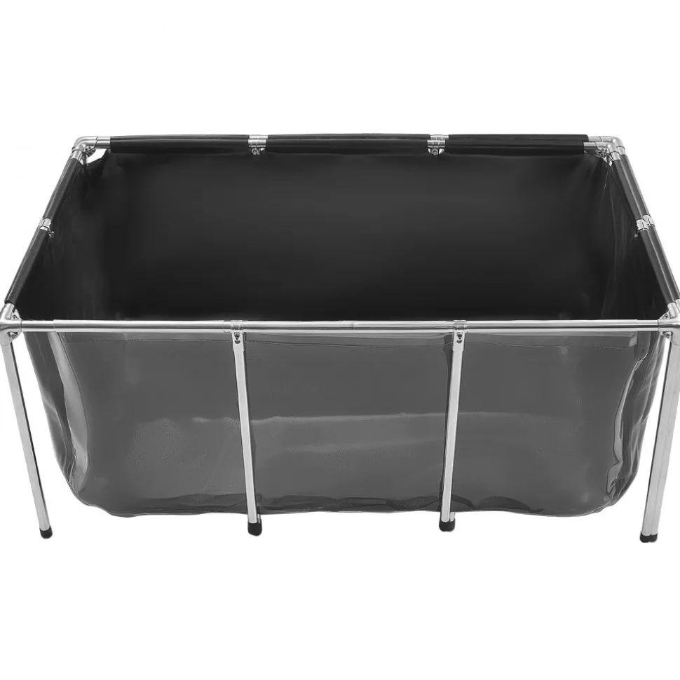 VEVOR Canvas Fish Pond, 126.8 Gal Above Ground Fish Pond, Foldable PVC Koi Tank, Rectangular Goldfish Tank with Stable Frame and Drain Valve, for Aquaculture, Koi Breeding, and Irrigation (Black)