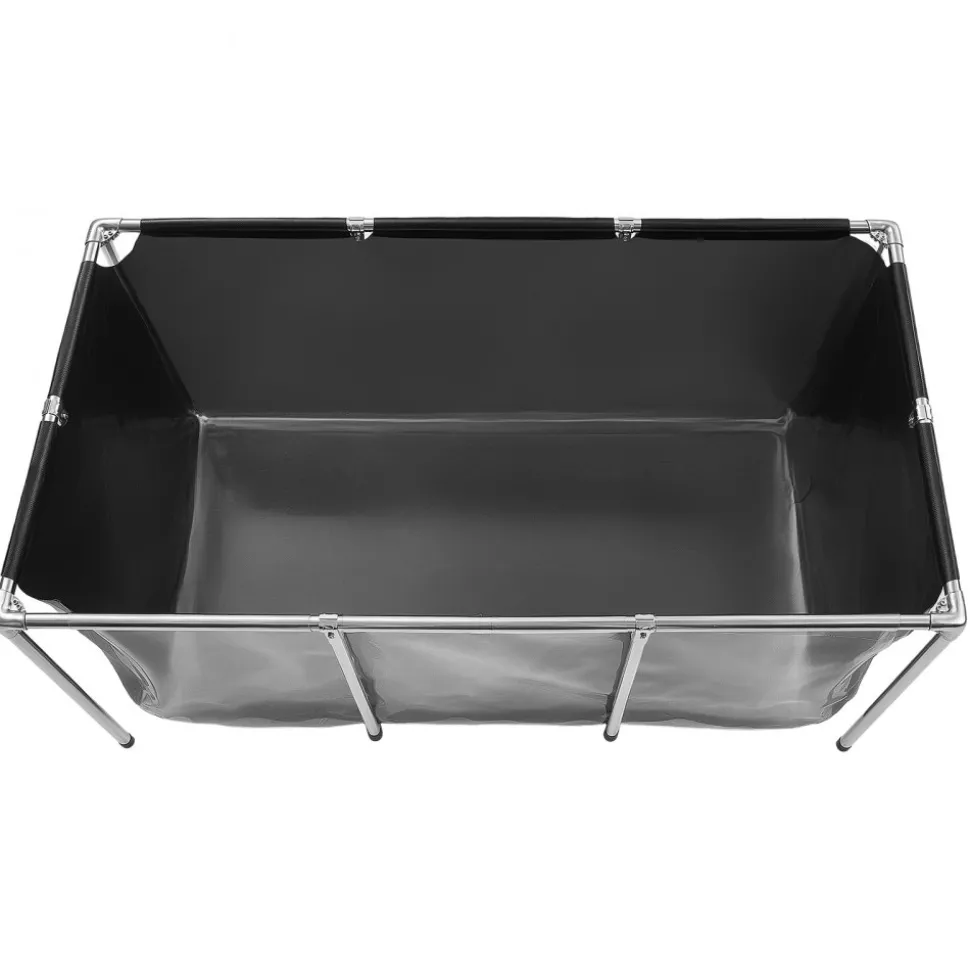 VEVOR Canvas Fish Pond, 126.8 Gal Above Ground Fish Pond, Foldable PVC Koi Tank, Rectangular Goldfish Tank with Stable Frame and Drain Valve, for Aquaculture, Koi Breeding, and Irrigation (Black)