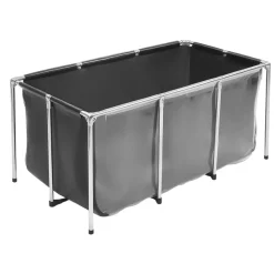 VEVOR Canvas Fish Pond, 126.8 Gal Above Ground Fish Pond, Foldable PVC Koi Tank, Rectangular Goldfish Tank with Stable Frame and Drain Valve, for Aquaculture, Koi Breeding, and Irrigation (Black)