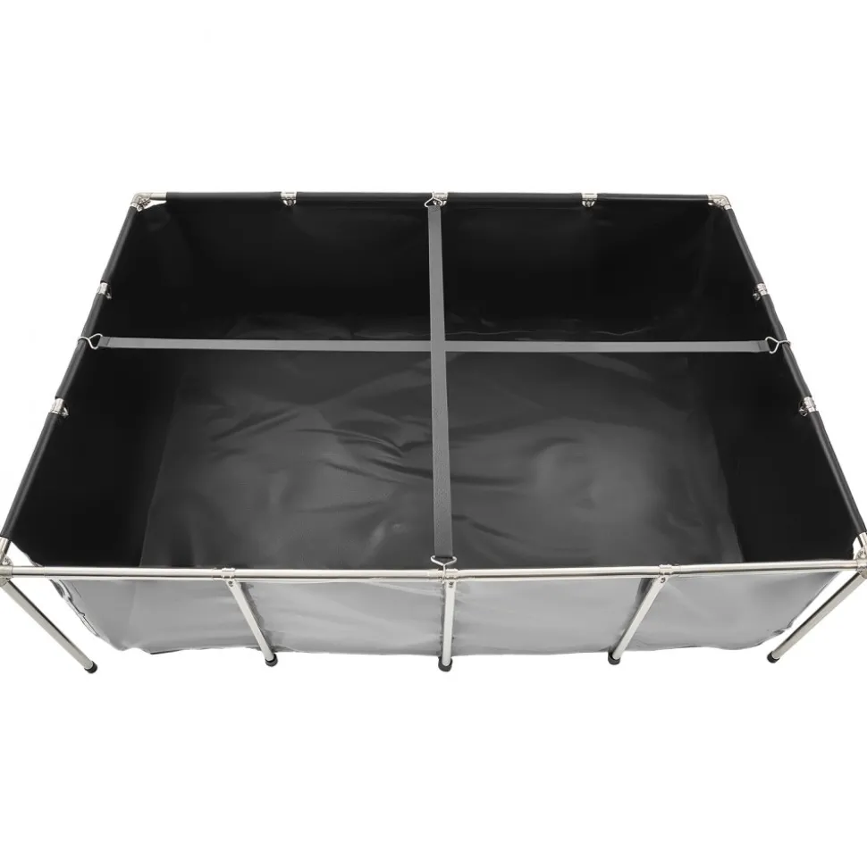 VEVOR Canvas Fish Pond, 470 Gal Above Ground Fish Pond, PVC Koi Tank with Clear Viewing Panel, Rectangular Goldfish Tank with Stainless Steel Frame & Drain Valve, for Breeding Koi, Irrigation(Black)