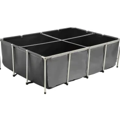 VEVOR Canvas Fish Pond, 470 Gal Above Ground Fish Pond, PVC Koi Tank with Clear Viewing Panel, Rectangular Goldfish Tank with Stainless Steel Frame & Drain Valve, for Breeding Koi, Irrigation(Black)