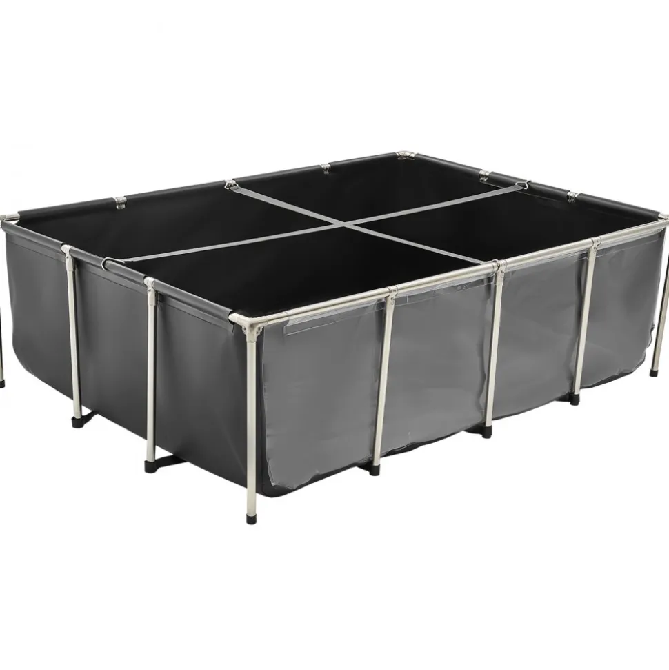 VEVOR Canvas Fish Pond, 470 Gal Above Ground Fish Pond, PVC Koi Tank with Clear Viewing Panel, Rectangular Goldfish Tank with Stainless Steel Frame & Drain Valve, for Breeding Koi, Irrigation(Black)