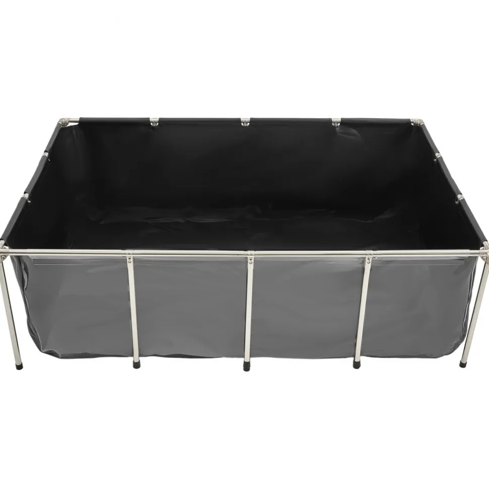 VEVOR Canvas Fish Pond, 470 Gal Above Ground Fish Pond, PVC Koi Tank with Clear Viewing Panel, Rectangular Goldfish Tank with Stainless Steel Frame & Drain Valve, for Breeding Koi, Irrigation(Black)