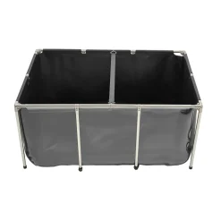 VEVOR Canvas Fish Pond, 126.8 Gal Above Ground Fish Pond, PVC Koi Tank with Clear Viewing Panel, Rectangular Goldfish Tank with Stainless Steel Frame & Drain Valve, for Breeding Koi, Irrigation(Black)