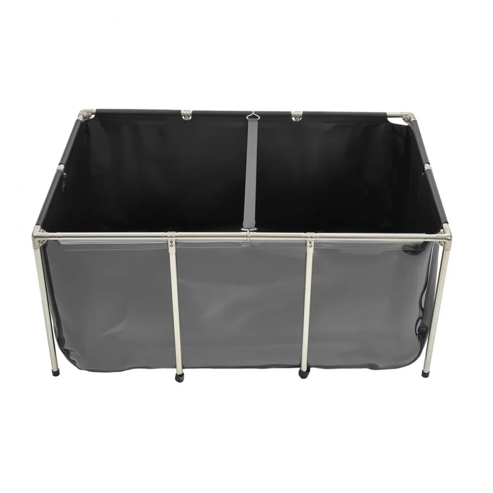 VEVOR Canvas Fish Pond, 126.8 Gal Above Ground Fish Pond, PVC Koi Tank with Clear Viewing Panel, Rectangular Goldfish Tank with Stainless Steel Frame & Drain Valve, for Breeding Koi, Irrigation(Black)