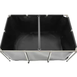 VEVOR Canvas Fish Pond, 126.8 Gal Above Ground Fish Pond, PVC Koi Tank with Clear Viewing Panel, Rectangular Goldfish Tank with Stainless Steel Frame & Drain Valve, for Breeding Koi, Irrigation(Black)