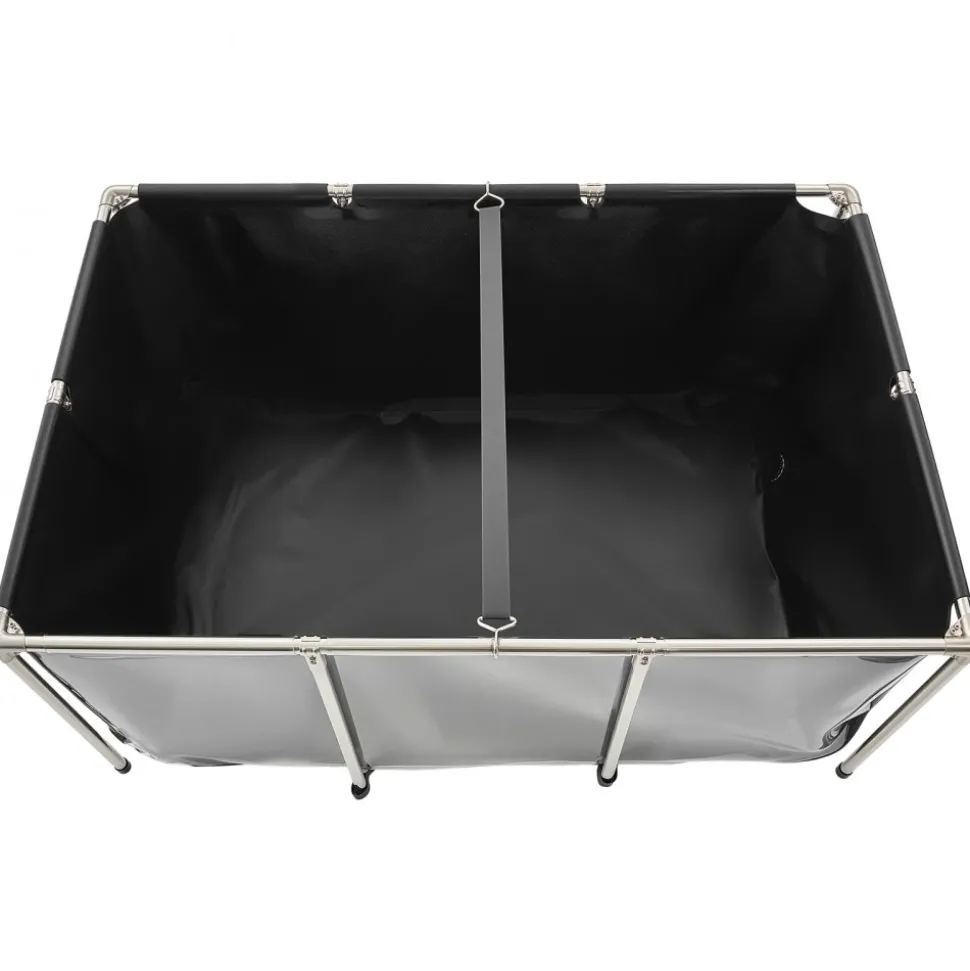 VEVOR Canvas Fish Pond, 126.8 Gal Above Ground Fish Pond, PVC Koi Tank with Clear Viewing Panel, Rectangular Goldfish Tank with Stainless Steel Frame & Drain Valve, for Breeding Koi, Irrigation(Black)