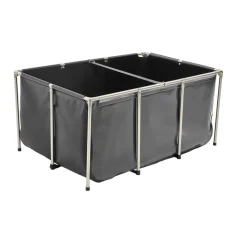 VEVOR Canvas Fish Pond, 126.8 Gal Above Ground Fish Pond, PVC Koi Tank with Clear Viewing Panel, Rectangular Goldfish Tank with Stainless Steel Frame & Drain Valve, for Breeding Koi, Irrigation(Black)