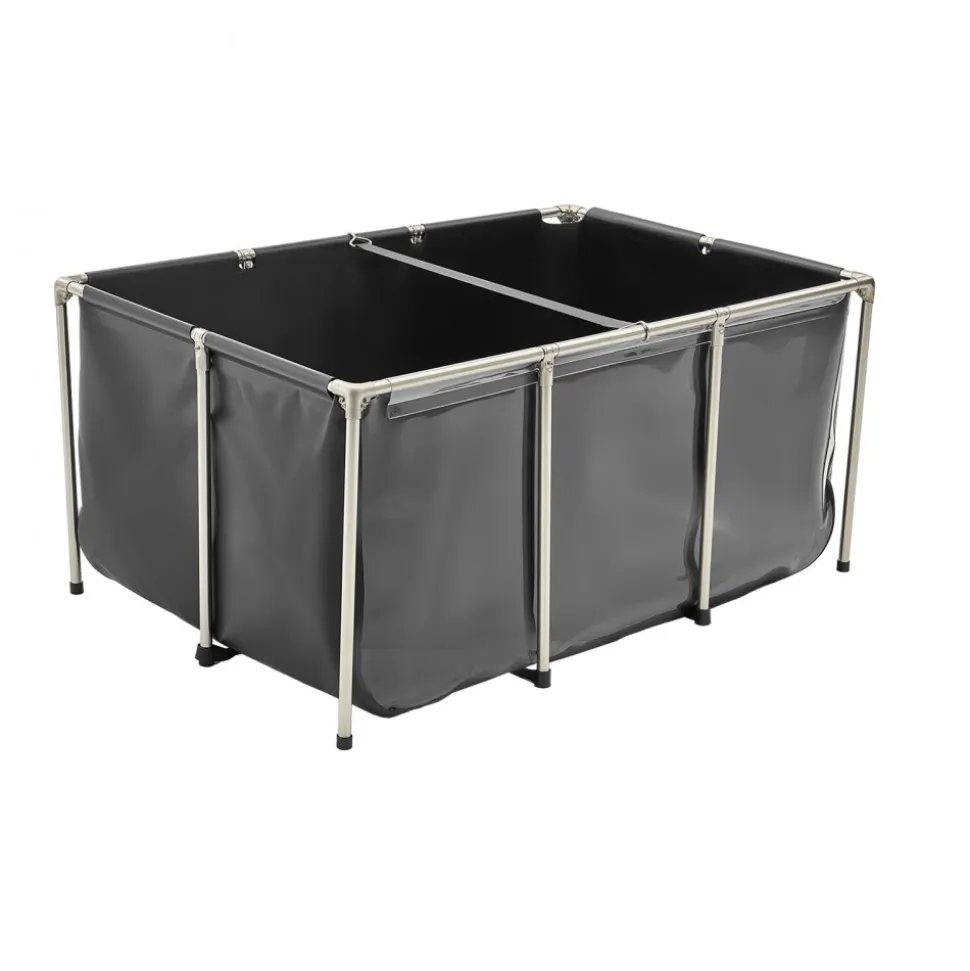 VEVOR Canvas Fish Pond, 126.8 Gal Above Ground Fish Pond, PVC Koi Tank with Clear Viewing Panel, Rectangular Goldfish Tank with Stainless Steel Frame & Drain Valve, for Breeding Koi, Irrigation(Black)