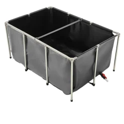 VEVOR Canvas Fish Pond, 126.8 Gal Above Ground Fish Pond, PVC Koi Tank with Clear Viewing Panel, Rectangular Goldfish Tank with Stainless Steel Frame & Drain Valve, for Breeding Koi, Irrigation(Black)