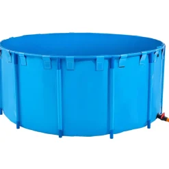 VEVOR Canvas Fish Pond, 1320 Gal Capacity Above Ground Fish Pond, Foldable PVC Koi Tank, Round Goldfish Tank with Stable Frame and Drain Valve, for Aquaculture, Koi Breeding, and Irrigation (Blue)