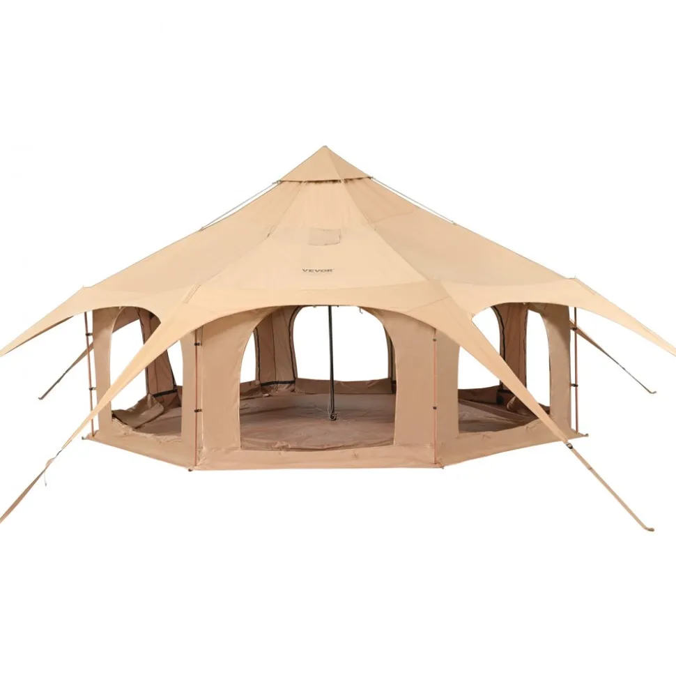 VEVOR Canvas Tent, 4 Seasons 5 m/16.4 ft Bell Tent, Canvas Tent for Camping with Stove Jack, Breathable Yurt Tent for up to 8 People, Family Camping Outdoor Hunting Party