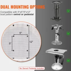 VEVOR Captain Bucket Seat Boat Seat, Flip Up Boat Seat, with Thickened Sponge Padding, Flip-up Bolster Boat Captain Chair for Fishing Boat, Sightseeing Boat, Speedboat, Canoe, 1-Piece